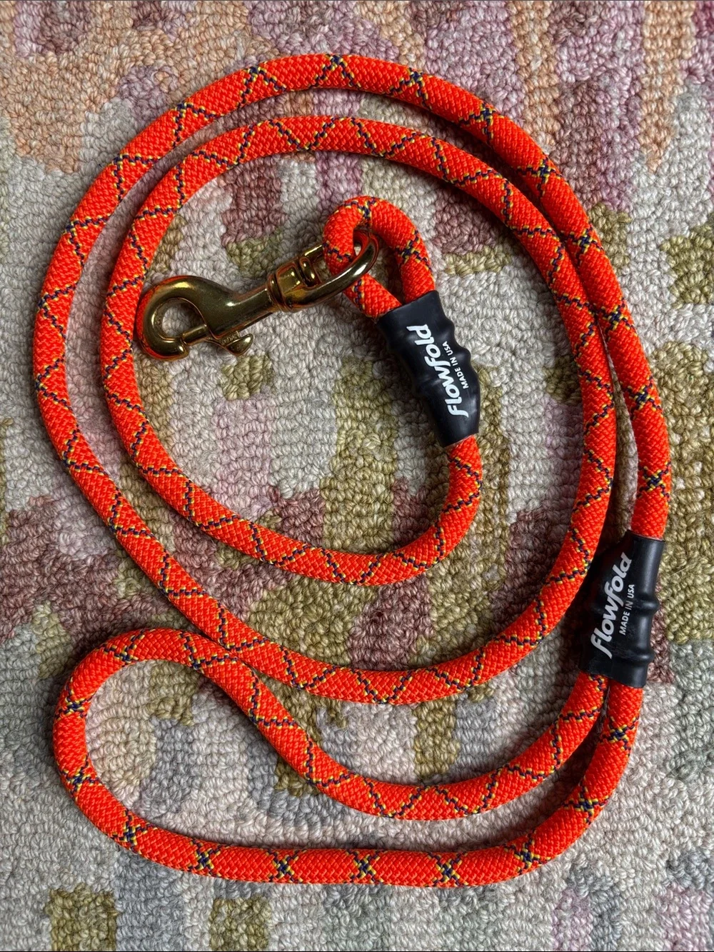 🍦HOST PICK🍦Flowfold Trailmate 4 Foot Dog Leash NWT made in the USA Safety Orange